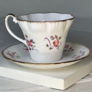 VTG Salisbury pink rose bone China teacup & saucer